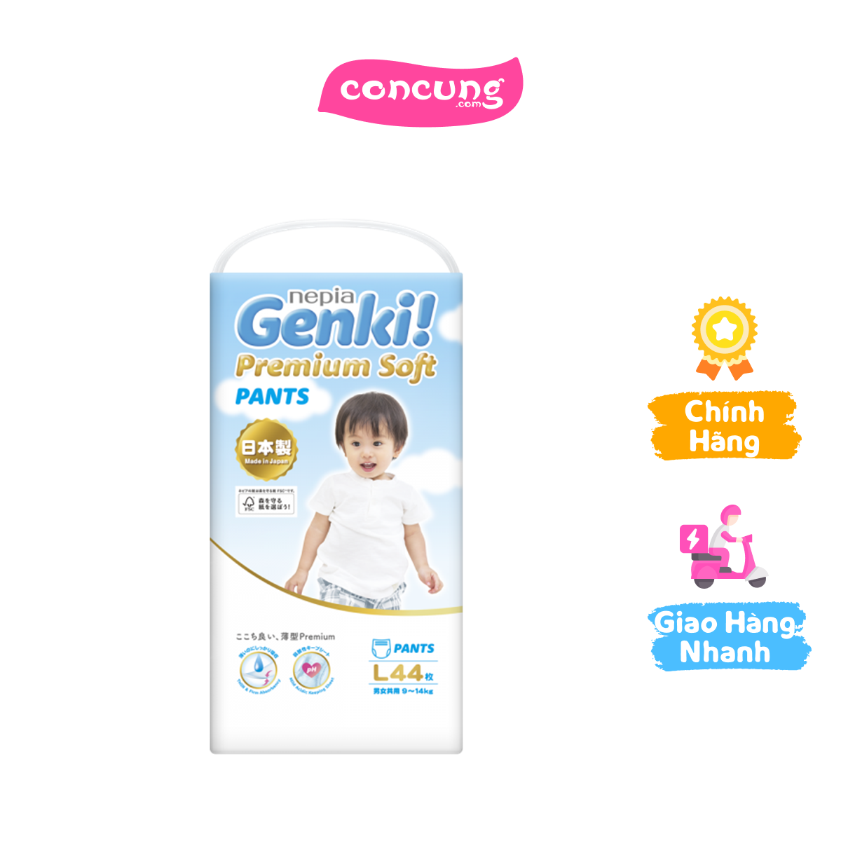Tã quần Nhật Bản cao cấp Genki (L, 44 miếng)