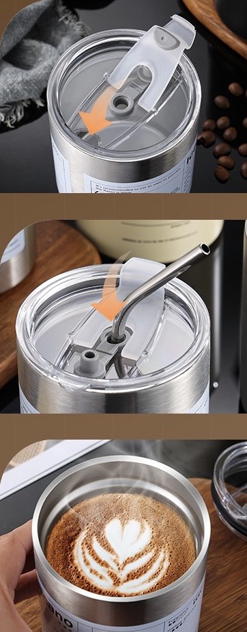 Ly giữ nhiệt inox 304 Iced Americano không gỉ cao cấp, Cốc giữ nhiệt kèm ống hút 300/600ml