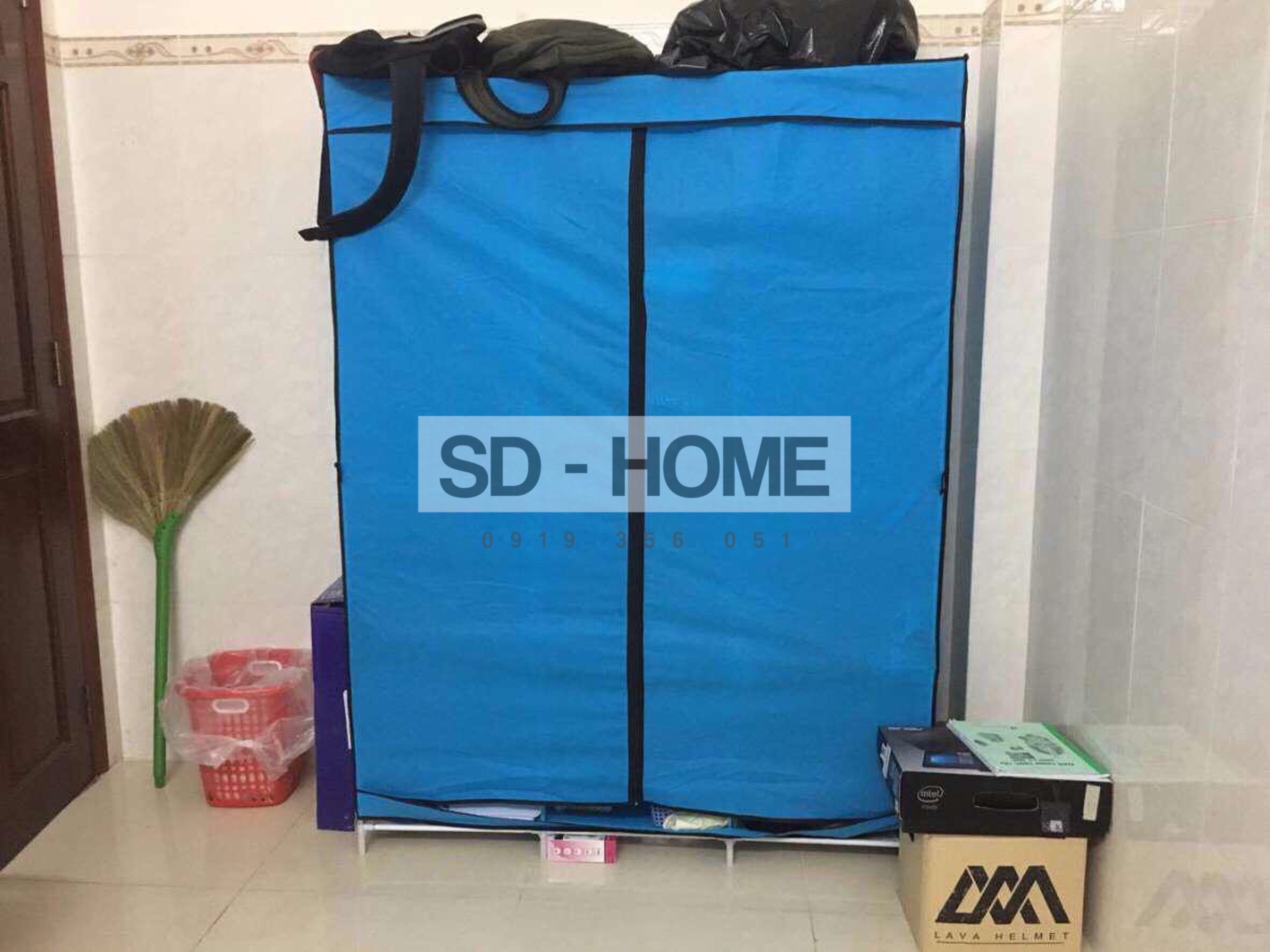 Tủ vải đựng quần áo 3 buồng 8 ngăn