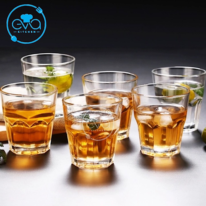 [HCM]Bộ 12 Ly Thuỷ Tinh 8 Góc Uống Trà Đá 280 Ml TVP-KH389