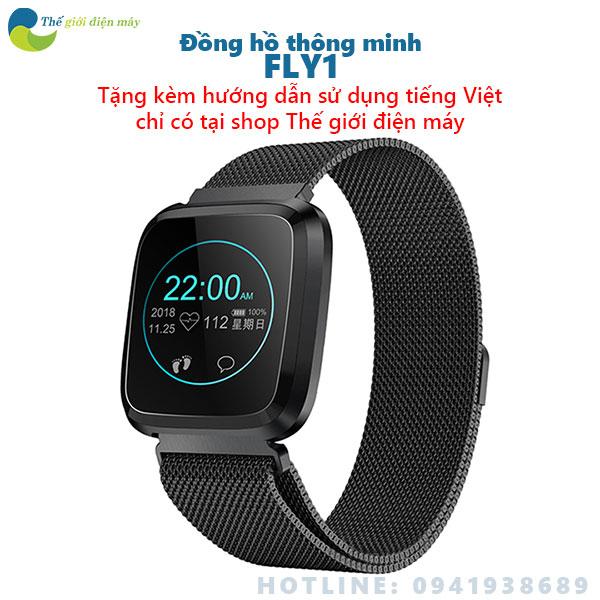 Đồng hồ thông minh FLY1 nhận thông báo tin nhắn, cuộc gọi, đo huyết áp, nhịp tim, màn hình màu IPS 1 điểm chạm - bảo hành 12 tháng - shop Thế giới điện máy
