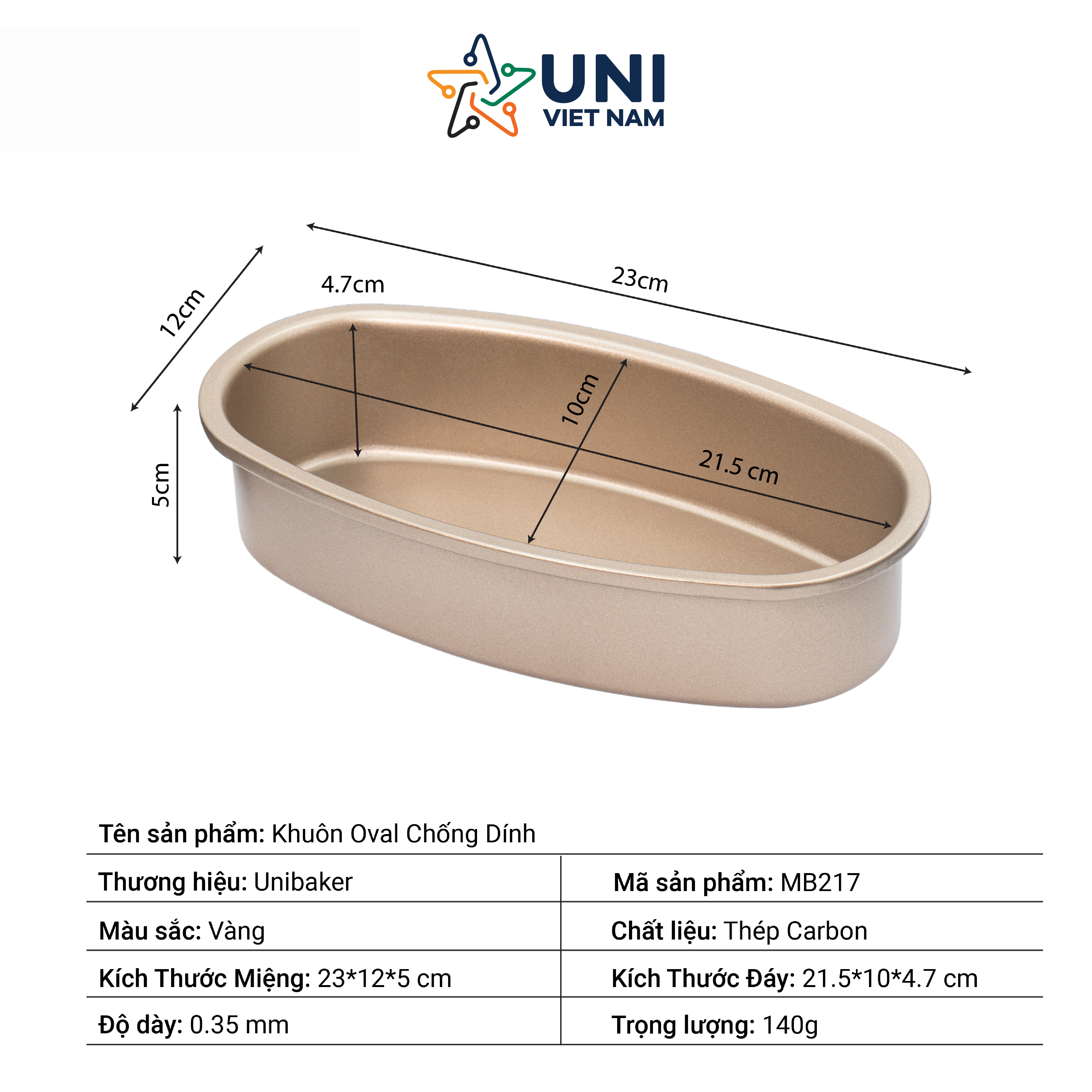 Khuôn oval chống dính Unibaker MB217
