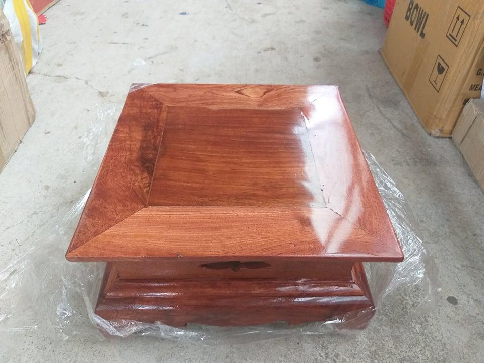 Đôn vuông gỗ Hương mặt 25cm cao 16cm