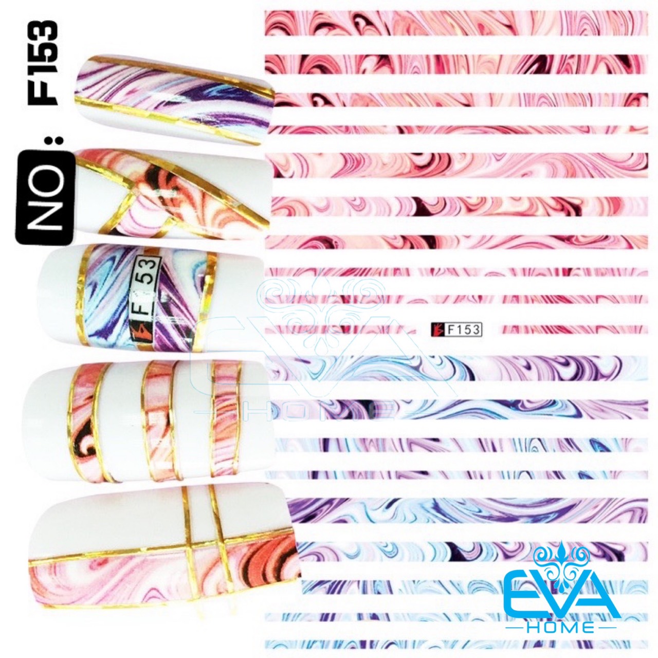 Decal Dán Móng Tay 3D Nail Sticker Hoạ Tiết Hoa Văn Loang Màu F153