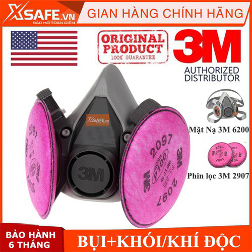 Mặt nạ phòng độc 3M 6200 bộ 3 món mặt nạ N95 phòng dịch, chống bụi, chống độc, khói hànlọc hơi hữu cơ nồng độ thấp-