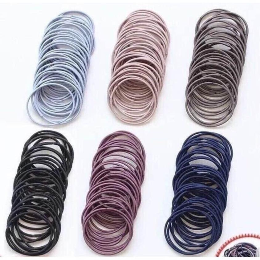 Combo 100 dây chun buộc tóc mix đủ màu