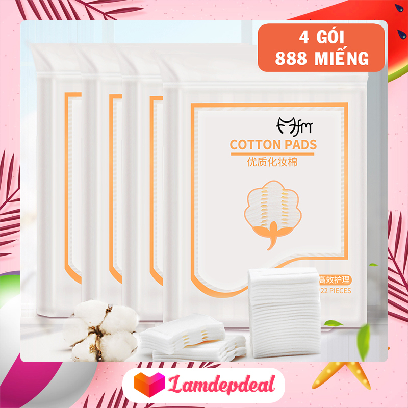 ♥ Lamdepdeal - Bộ 4 gói bông tẩy trang Magic Lady 222 miếng/gói - 100% cotton không xơ bông, thấm hút dung dịch dễ dàng, thân thiện với làn da - Phụ kiện trang điểm