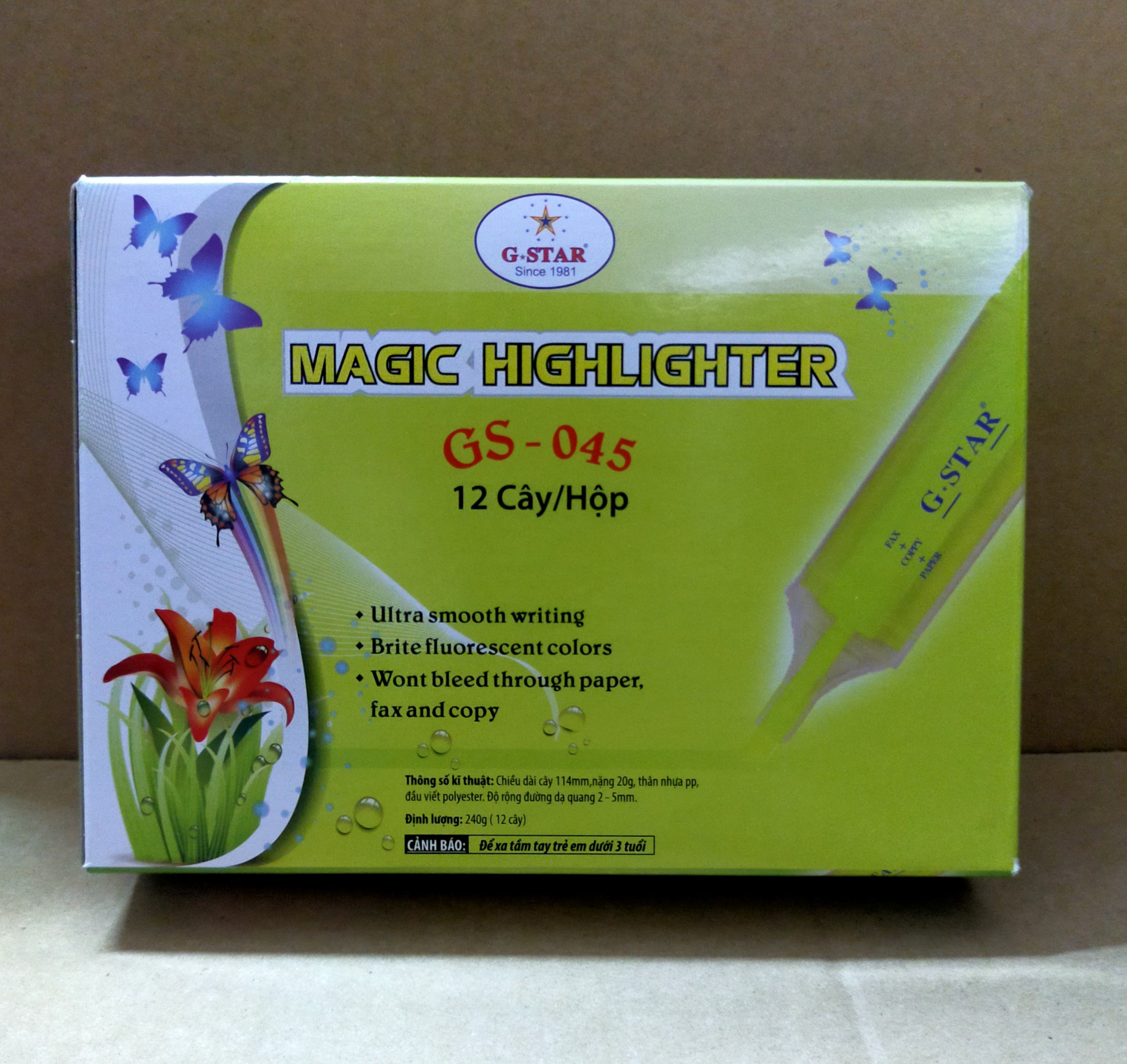 Combo 4 bút dạ quang Gstar cây GS-045