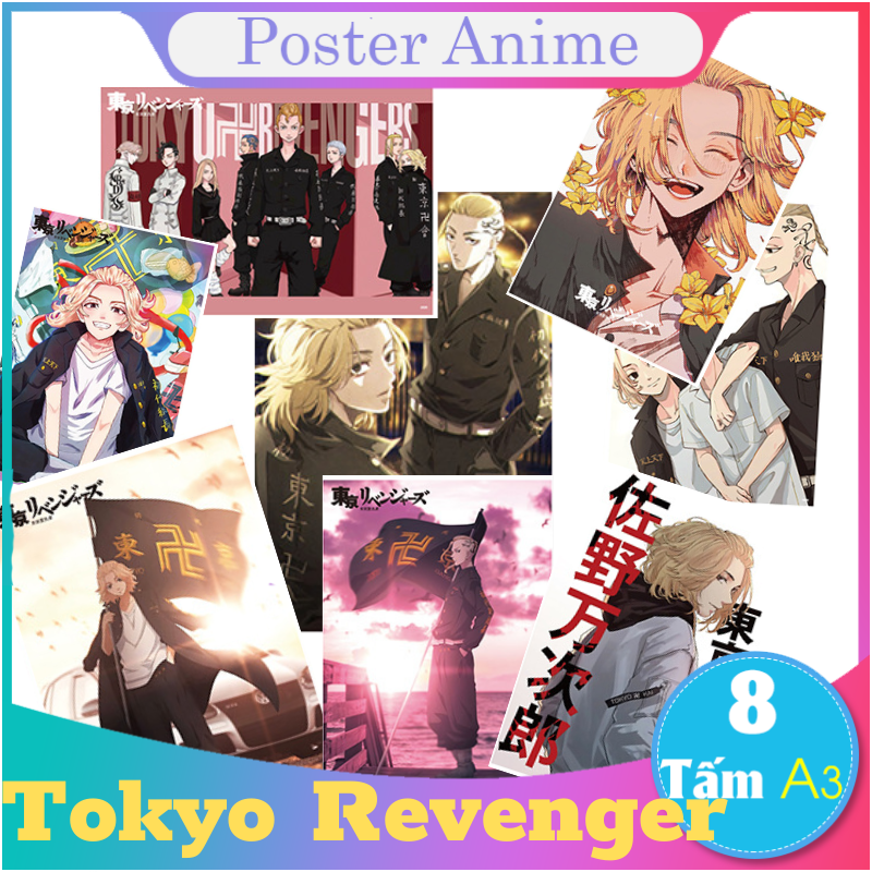 [Hiếm] Set 8 tấm tranh poster to A3 Tokyo Revengers anime siêu chất