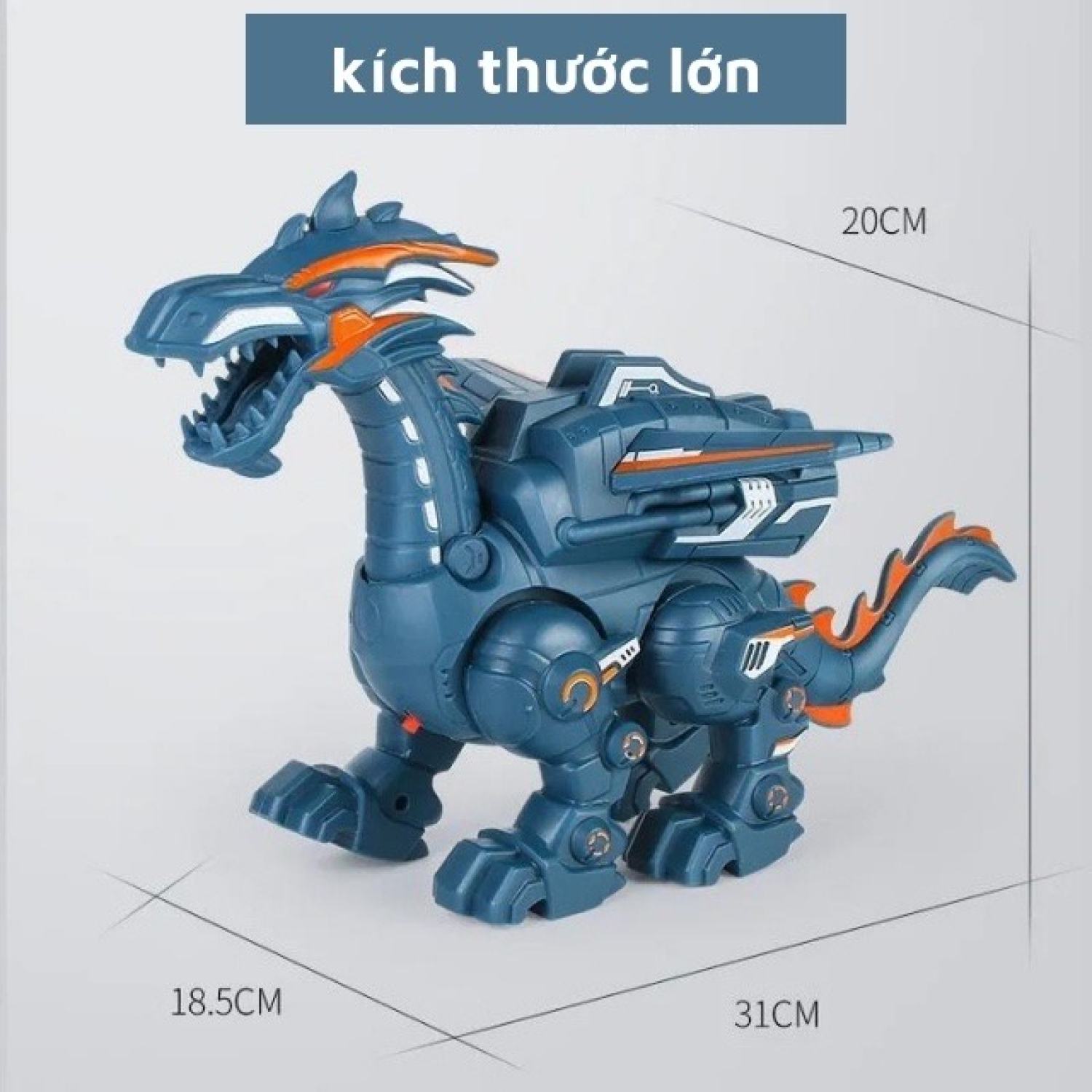 Robot Đồ Chơi Khủng Long chạy pin, Rồng Phun Lửa Phun Khói cho bé