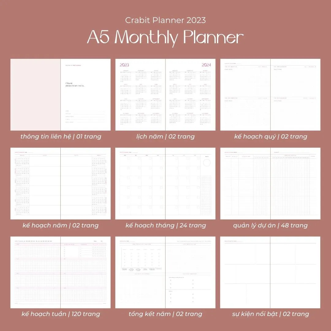 Sổ planner lập kế hoạch 2023 Crabit My Twenty Something