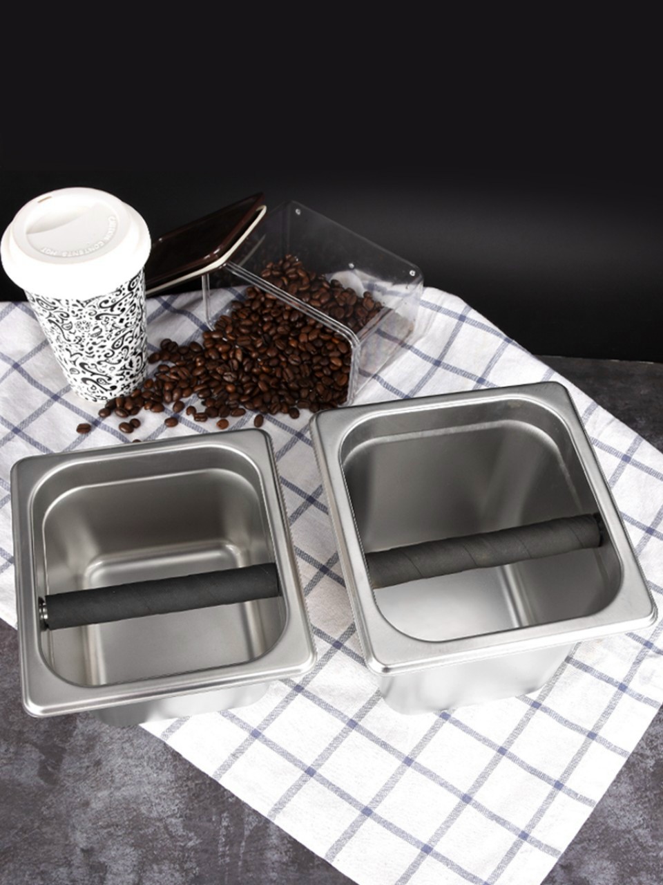 Khay dùng để đập bã cà phê (Coffee Knock Box) cao 15cm (Ảnh shop tự chụp)