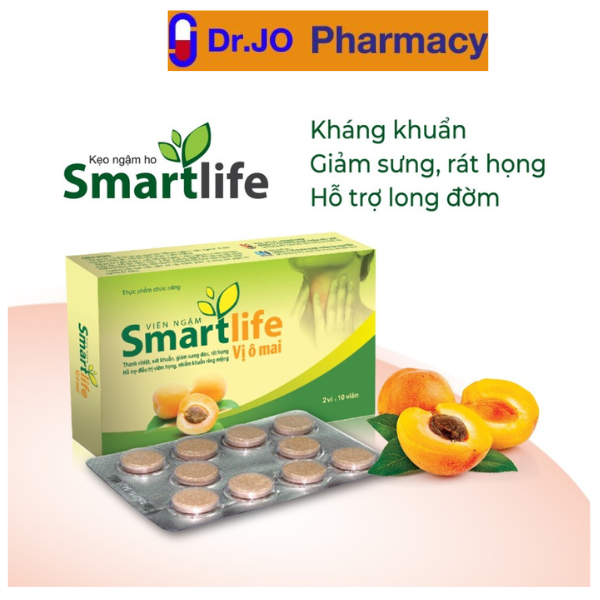 Viên ngậm ho Smartlife vị ô mai  hộp 20 viên
