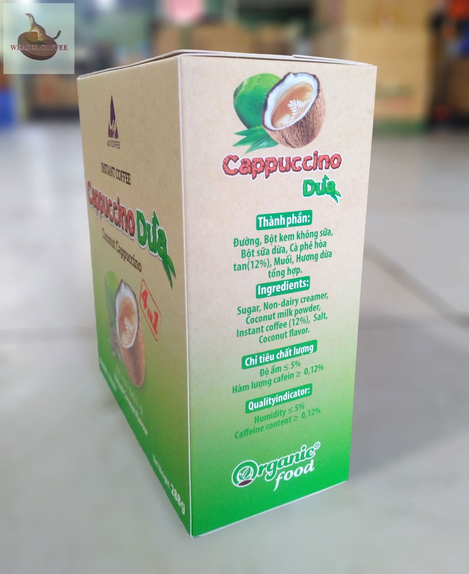Combo 2 hộp ( 36 gói x 16g ) - Cà Phê Dừa Hòa Tan Cappuccino