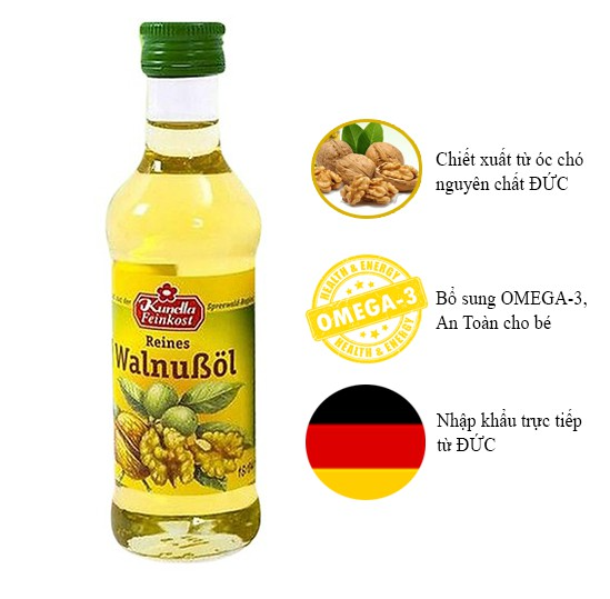 Dầu óc chó nguyên chất Kunella Feinkost Đức 100ml