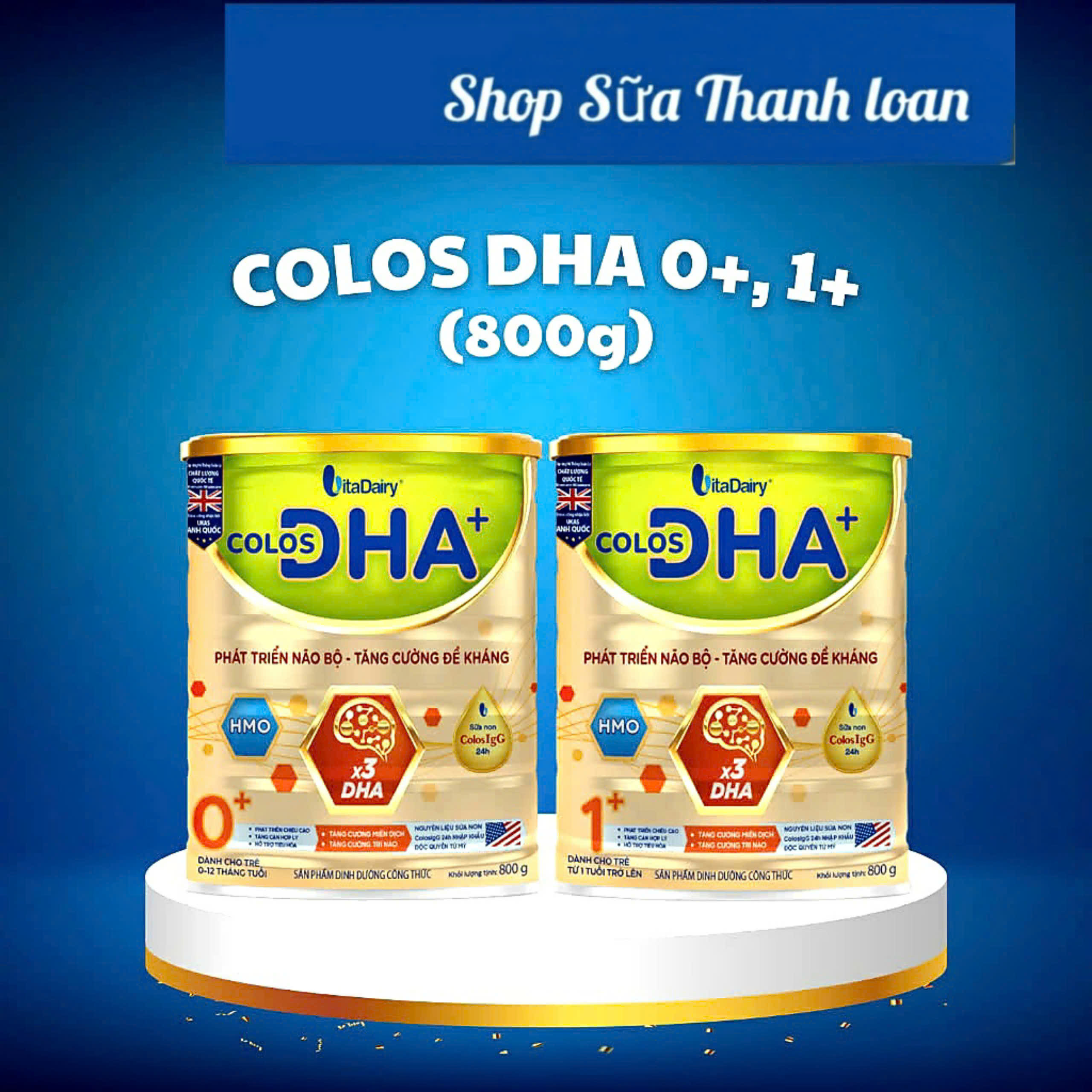 (HSD T3-2028) (Quét Mã QR Tích Xu) Sữa Bột Vitadairy Colos DHA 0+/ 1+ 800g.