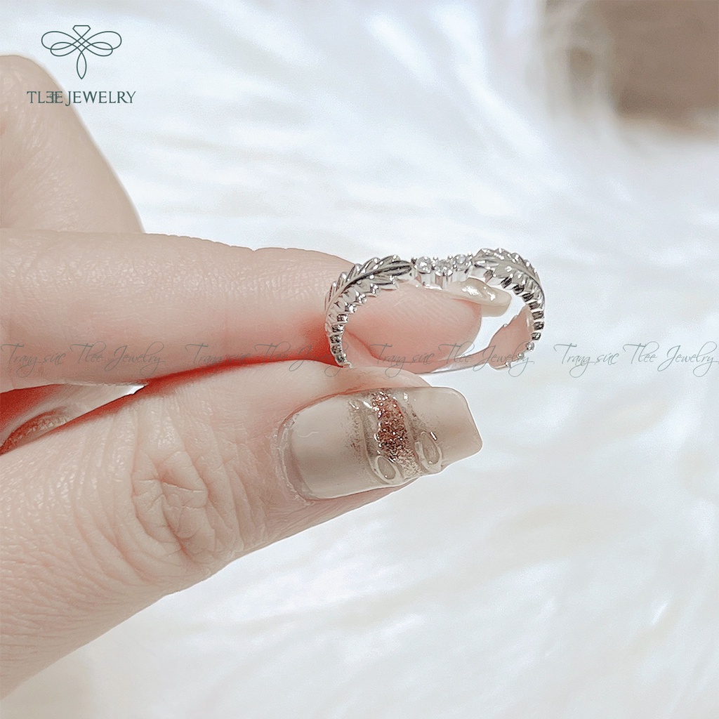 Nhẫn bạc nữ TLEE lá Henna nạm đá cao cấp TleeJewelry A0152