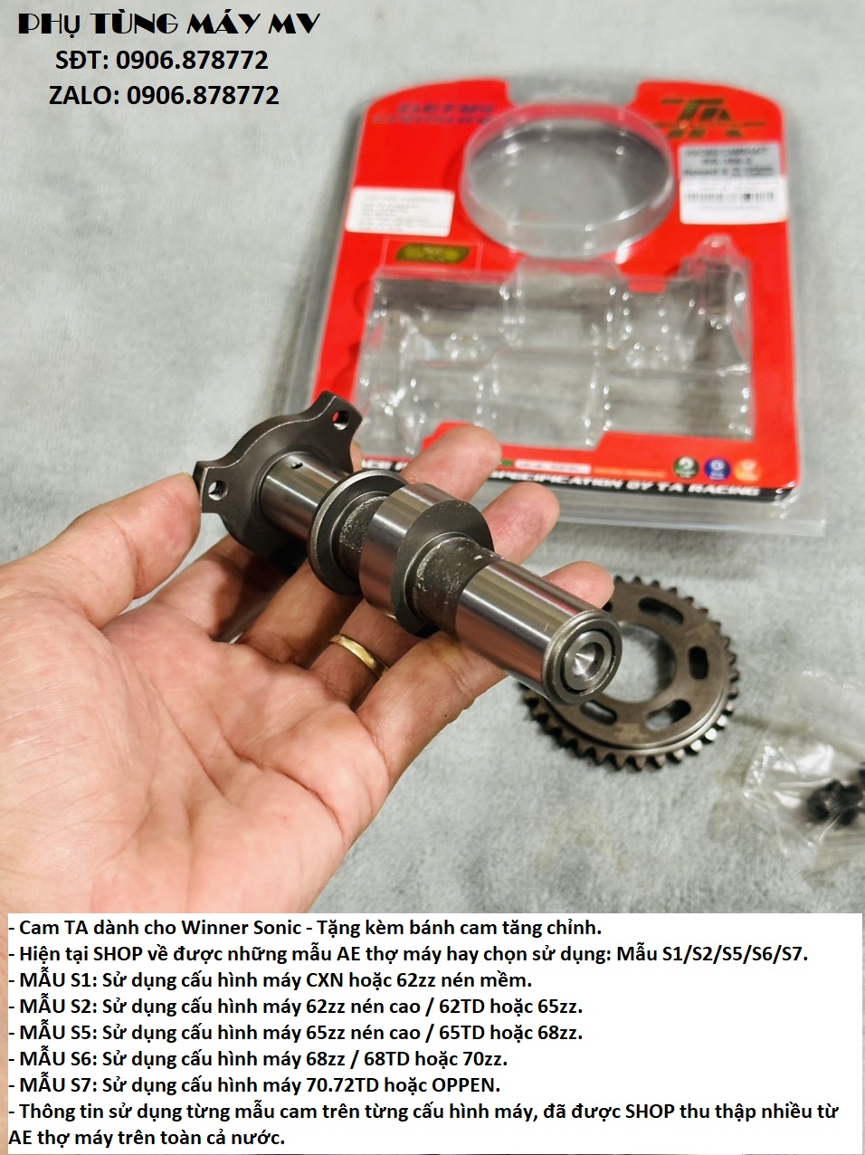 Cặp cam TA đủ size dành cho xe Winner Sonic