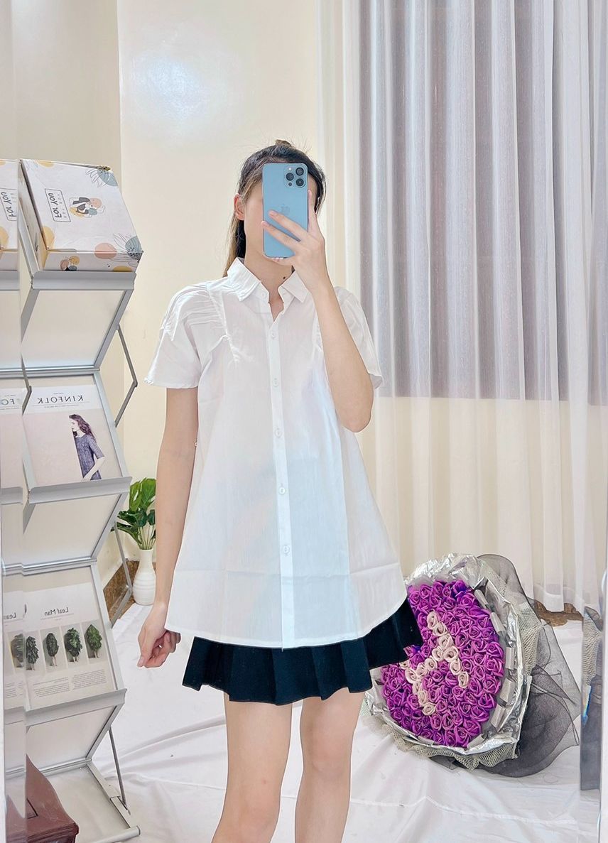 [FREESHIPMAX]Áo bầu sơ mi trắng công sở