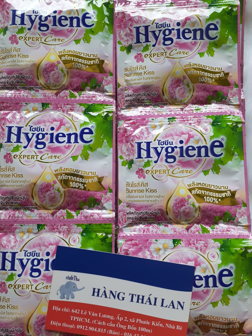 Combo 5 dây nước xả Hygiene Thái Lan-60 gói x 20ml- Màu hồng Sunrise