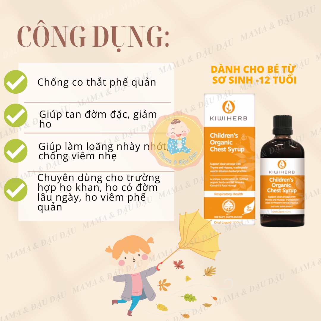 [DATE 2025][CHÍNH HÃNG][NEW ZEALAND] SIRO HO KIWIHERB CHEST SYRUP CHO TRẺ EM TỪ 0M