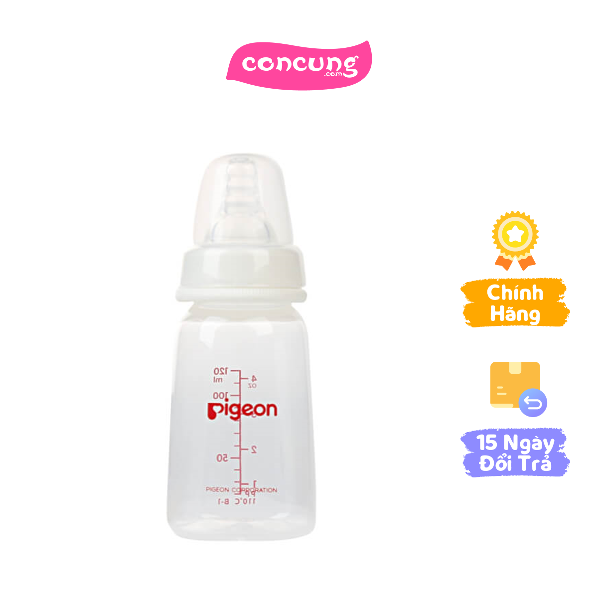 Bình sữa Pigeon nhựa PP vuông 120ml