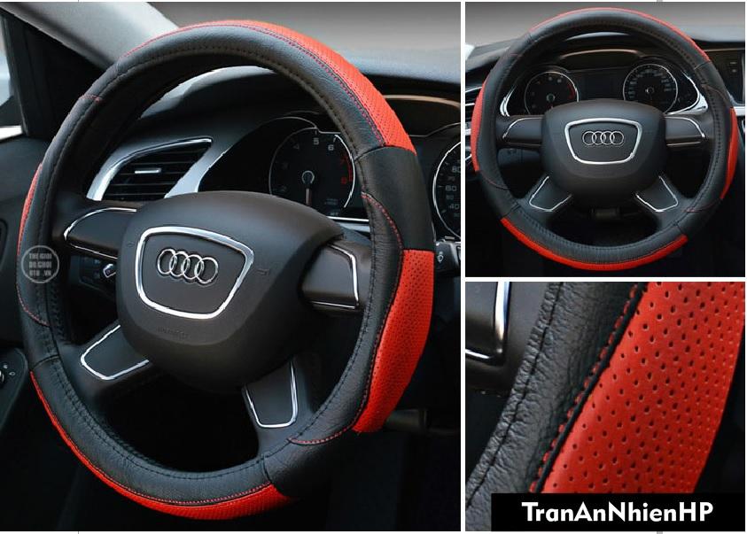 Bọc Vô Lăng Ô Tô Da Thật 100% Màu Đen Phối Đỏ Cực Đẹp, Sang Trọng Và Thời Thượng