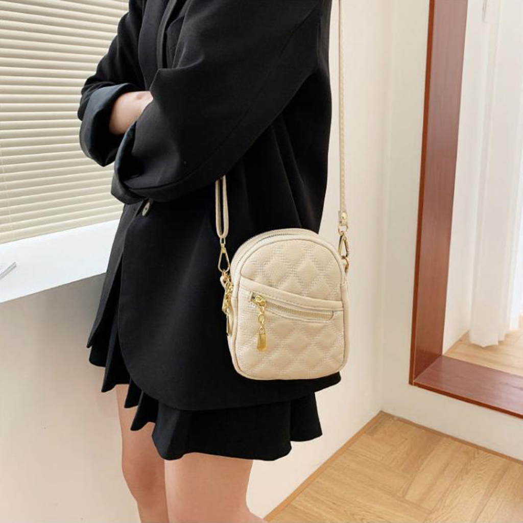 Túi đeo chéo nữ đựng điện thoại da mềm 3 ngăn, túi xách nữ đeo chéo dáng xinh thiết kế khoá chéo dễ thương M169