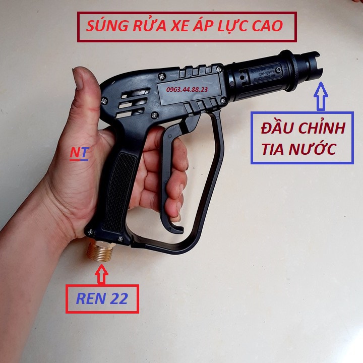 Súng xịt - súng rửa xe áp lực cao Ren ngoài 22mm
