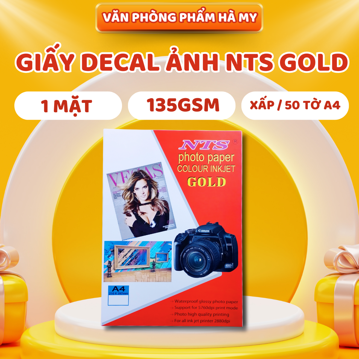 (Xấp 50 Tờ) Giấy DECAL in Ảnh 1 Mặt NTS 135gsm Khổ A4