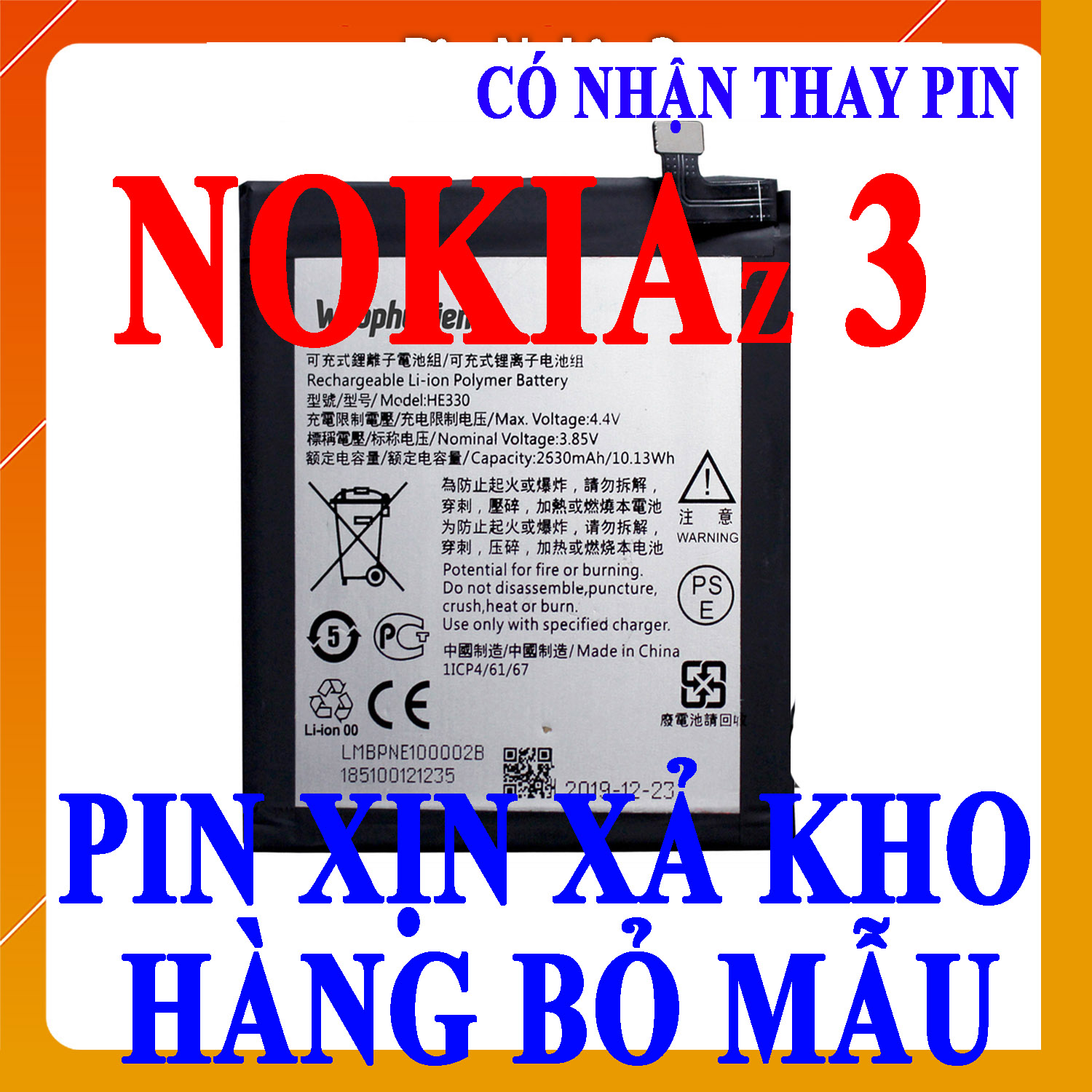 Pin Scud cho Nokia 3 HE330 dung lượng 2630mAh (Đen Trắng)