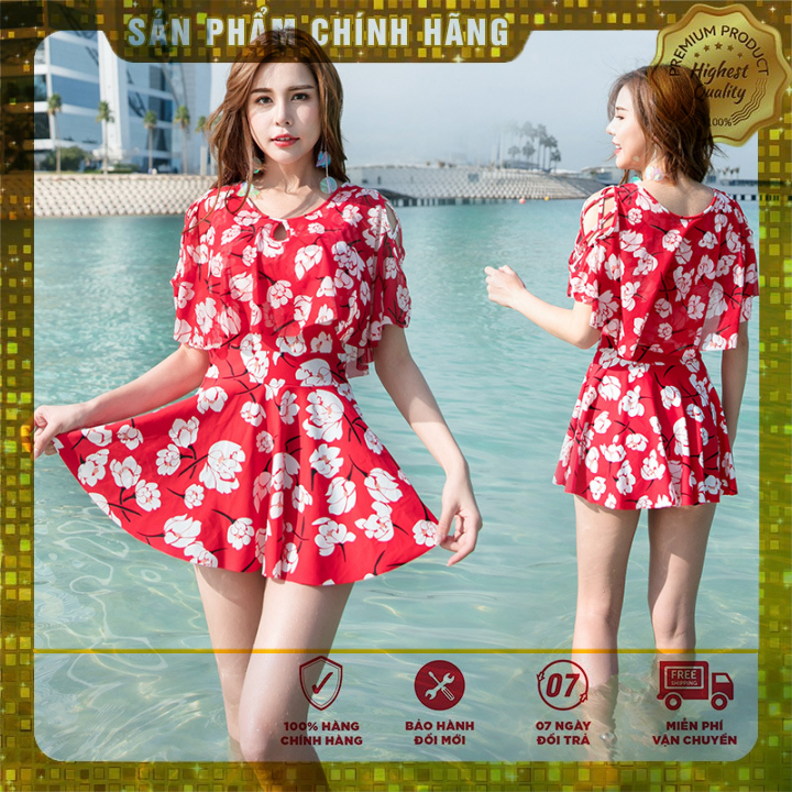 Bộ Đồ Bơi Đi Tắm Biển Nữ Dạng Váy 1 Mảnh Màu Đỏ SPDBN0010  Shop Trung  Xuân