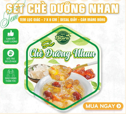 55 tem dán set chè dưỡng nhan - lục giác 7*8cm