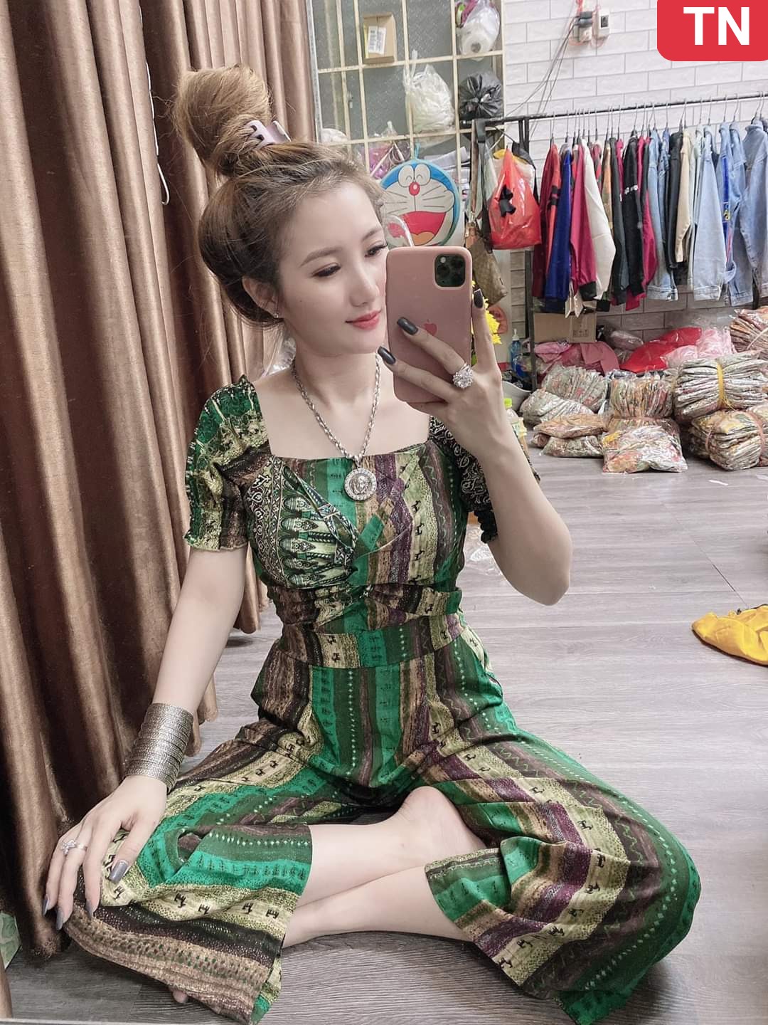 [HCM]Sét bộ  thổ cẩm cao cấp thắt eo- QH