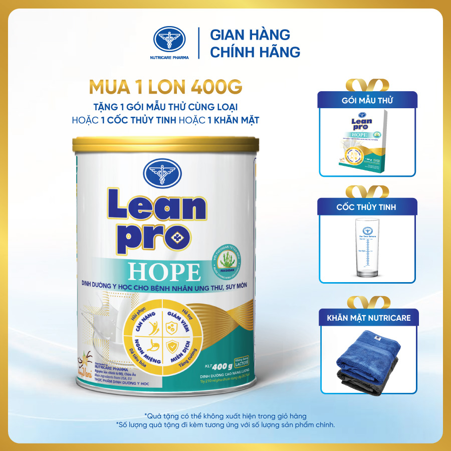 Lon sữa Leanpro Hope 400g - Dinh dưỡng chuyên biệt cho bệnh nhân ung thư, suy mòn