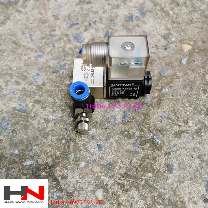 Van điện từ đóng mở khí stnc có núm chỉnh