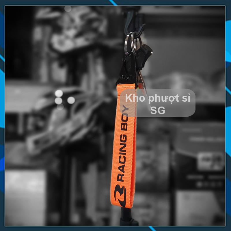 Dây móc khoá xe máy Racing Boy đầu kim loại cao cấp - Móc khoá dây xe máy RCB (dây cam)
