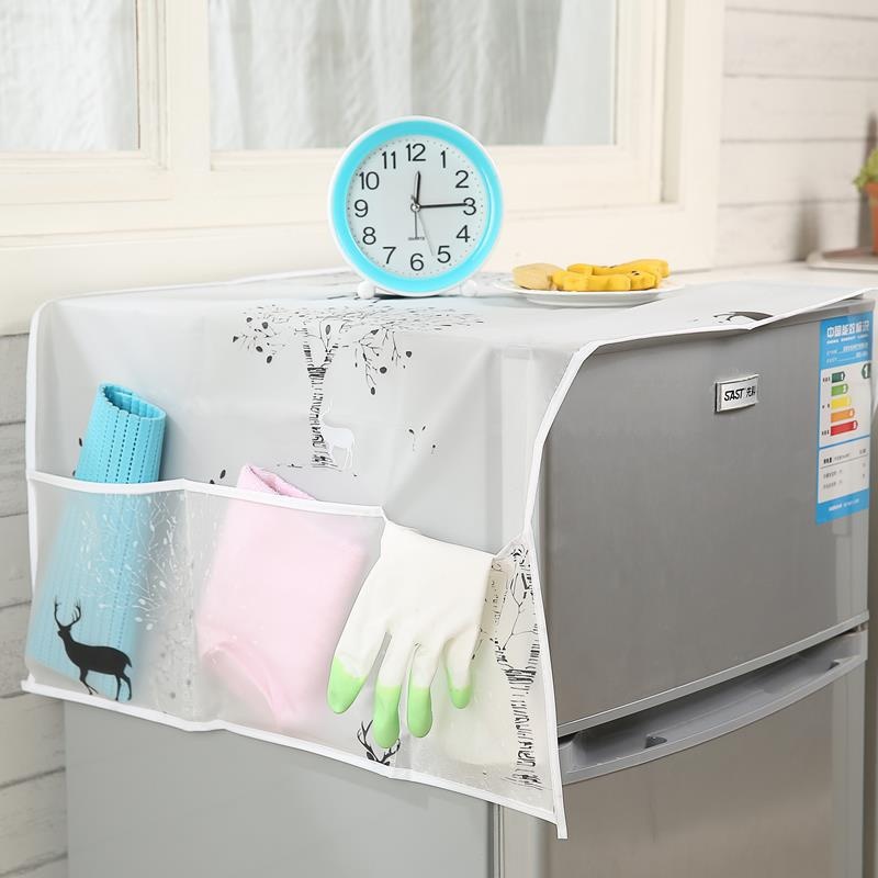 Tấm Phủ Tủ Lạnh, Lò Vi Sóng Chống Bụi Đa Năng Tiện Dụng, Khăn Trải Tủ Lạnh Không Thấm Nước Có Ngăn Để Đồ Hai Bên Họa Tiết Đa Dạng