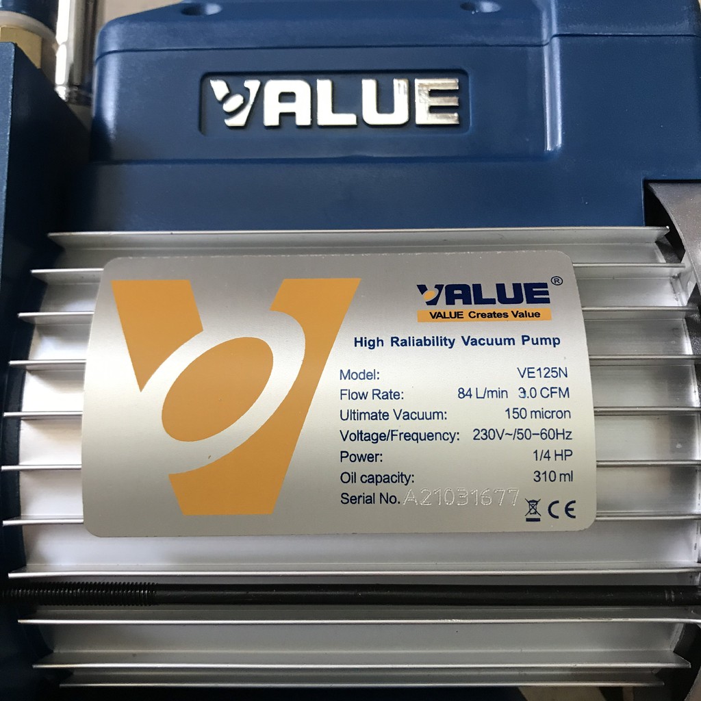 MÁY HÚT CHÂN KHÔNG ĐIỀU HÒA MÁY LẠNH VALUE 3.0 CFM (MODEL: VE125N)