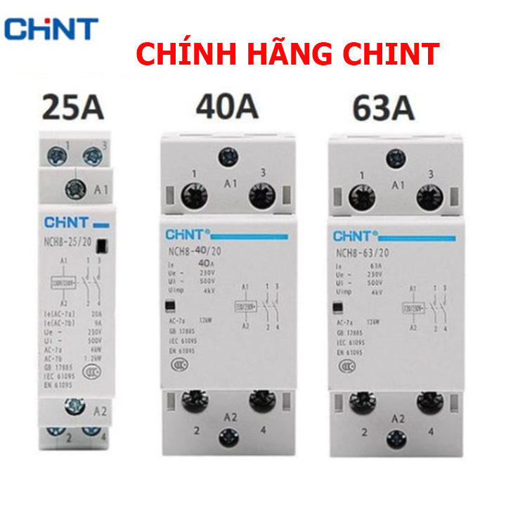 CHINT NCH8-25A/40A/63A- khởi động từ 1 pha CHINT NCH8-25/20 NCH8-40/20 NCH8-63/20 25A 40A 63A 220V