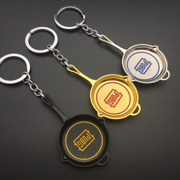 Móc khóa chảo PUBG kim loại chọn màu