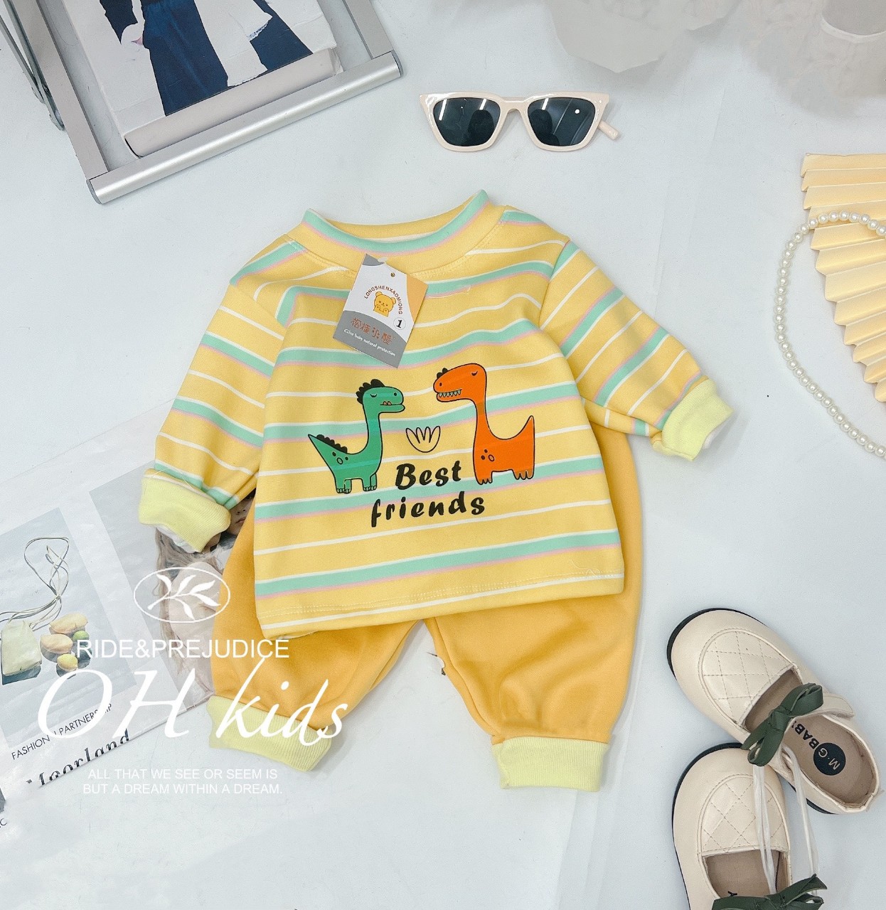 Bộ nỉ sọc hình thú cho bé 5-15kg