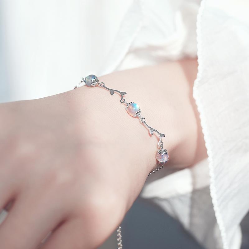 Lắc tay vòng nguyệt quế đá mặt trăng moonstone
