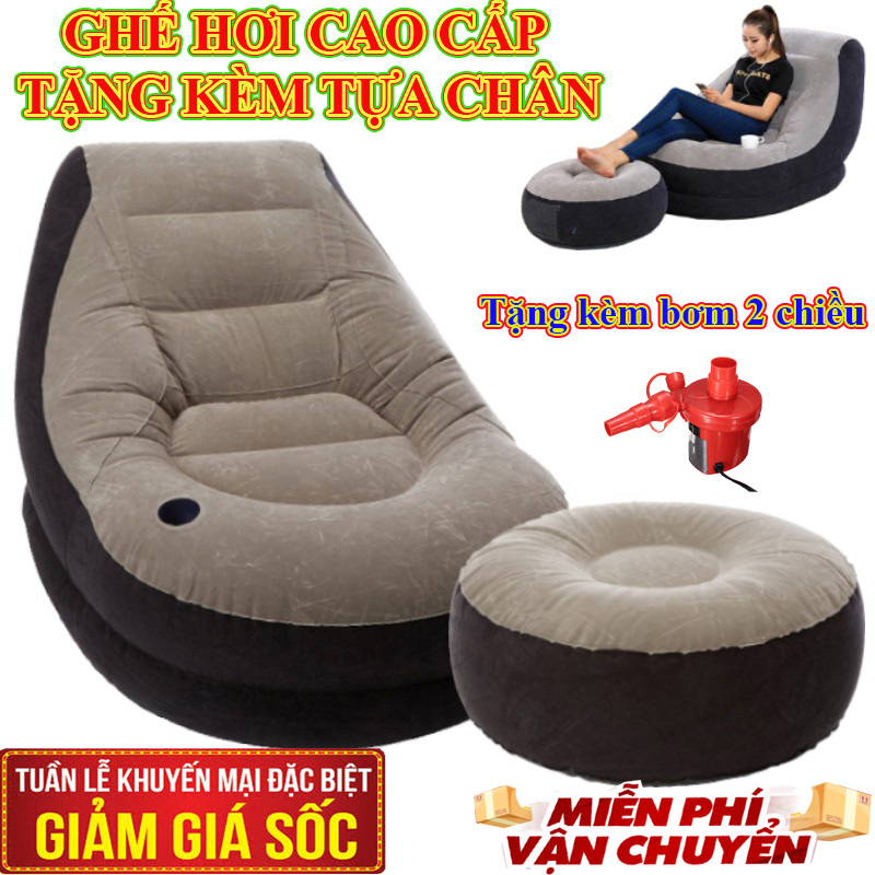 (TẶNG BƠM 2 CHIỀU)Ghế Nệm Hơi Tựa Lưng Cao Cấp,Ghế hơi có đế vỏ nhung, TẶNG KÈM BƠM] ghế sofa hơi êm ái, ghế hơi mang đến cho bạn nằm thư giãn thỏa mái,nằm đọc sách xem tivi.
