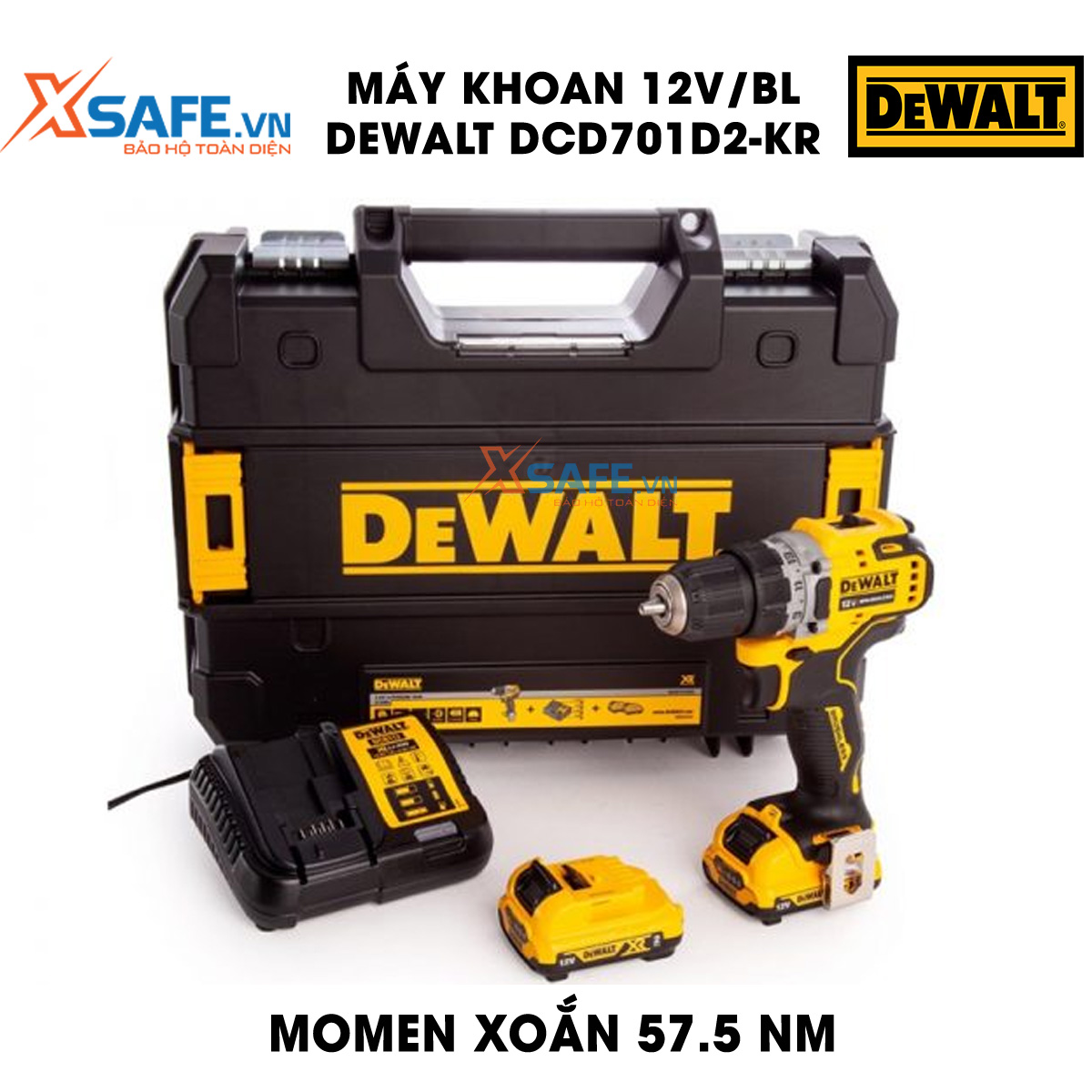 Hand drill 12V/BL DeWalt dcd701d2-kr bundled 2 battery and 1 charger. Hand drill speed no-load 0-450/0-1500 v/p, genuine warranty 3 years-distribution genuine xsafe