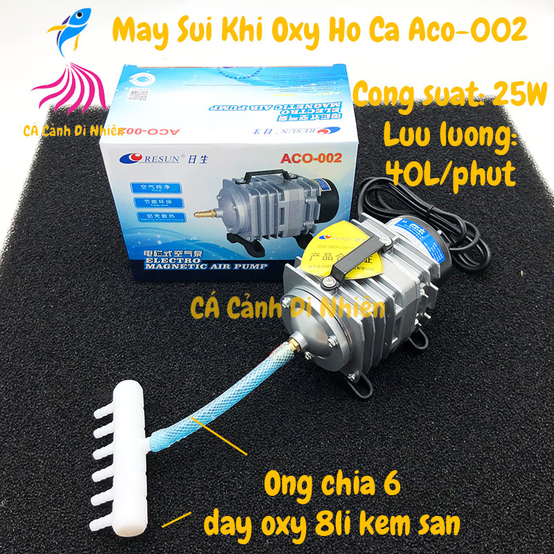 Máy sục sủi thổi khí oxy hồ cá cảnh resun aco-002 - máy oxy bể cá 25w cá cảnh di nhiên