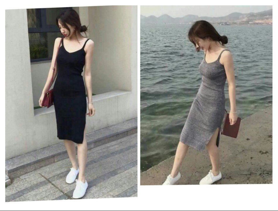 Đầm BODY hai dây màu ĐEN
