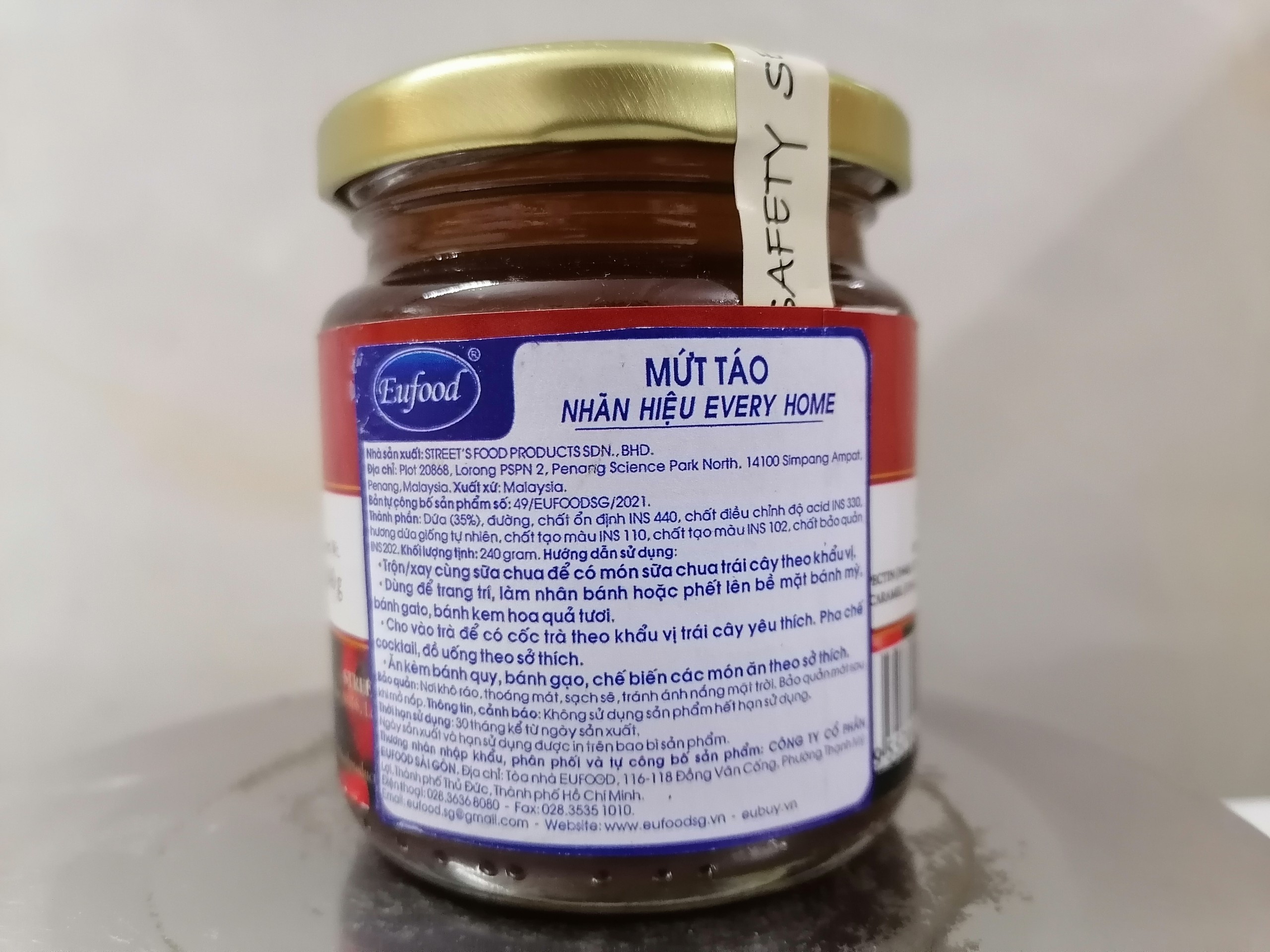 [Lọ 240g] MỨT TÁO [Malaysia] EVERY HOME Apple Jam (halal) (euf)