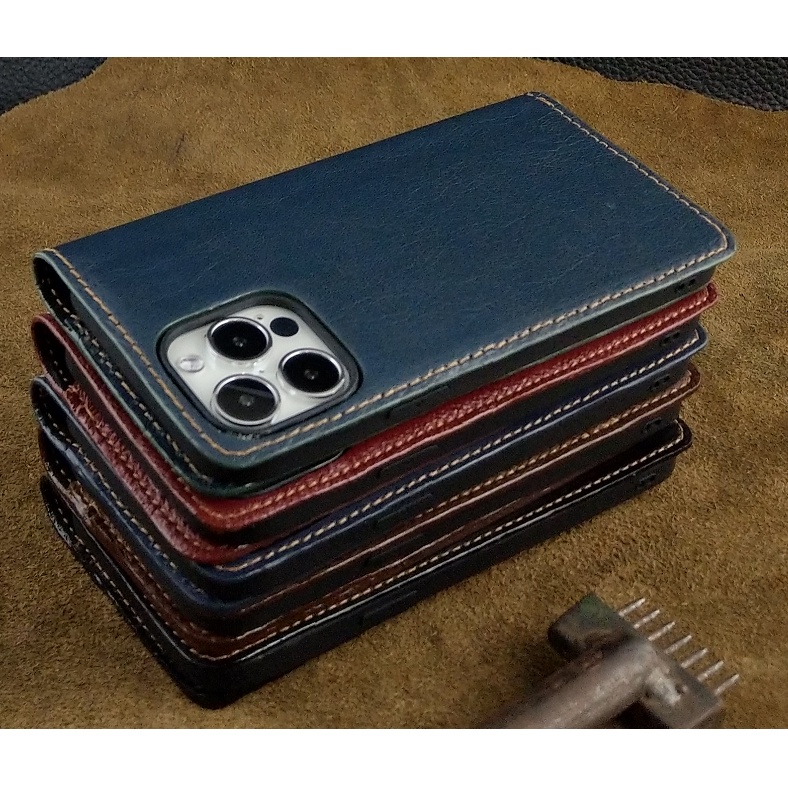 Bao Da Iphone 13 Pro Max Handmade Cổ Điển Da Bò Thật