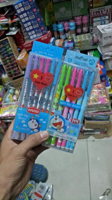 Hộp 12 cây bút bi Doraemon viết xong xóa được đủ màu